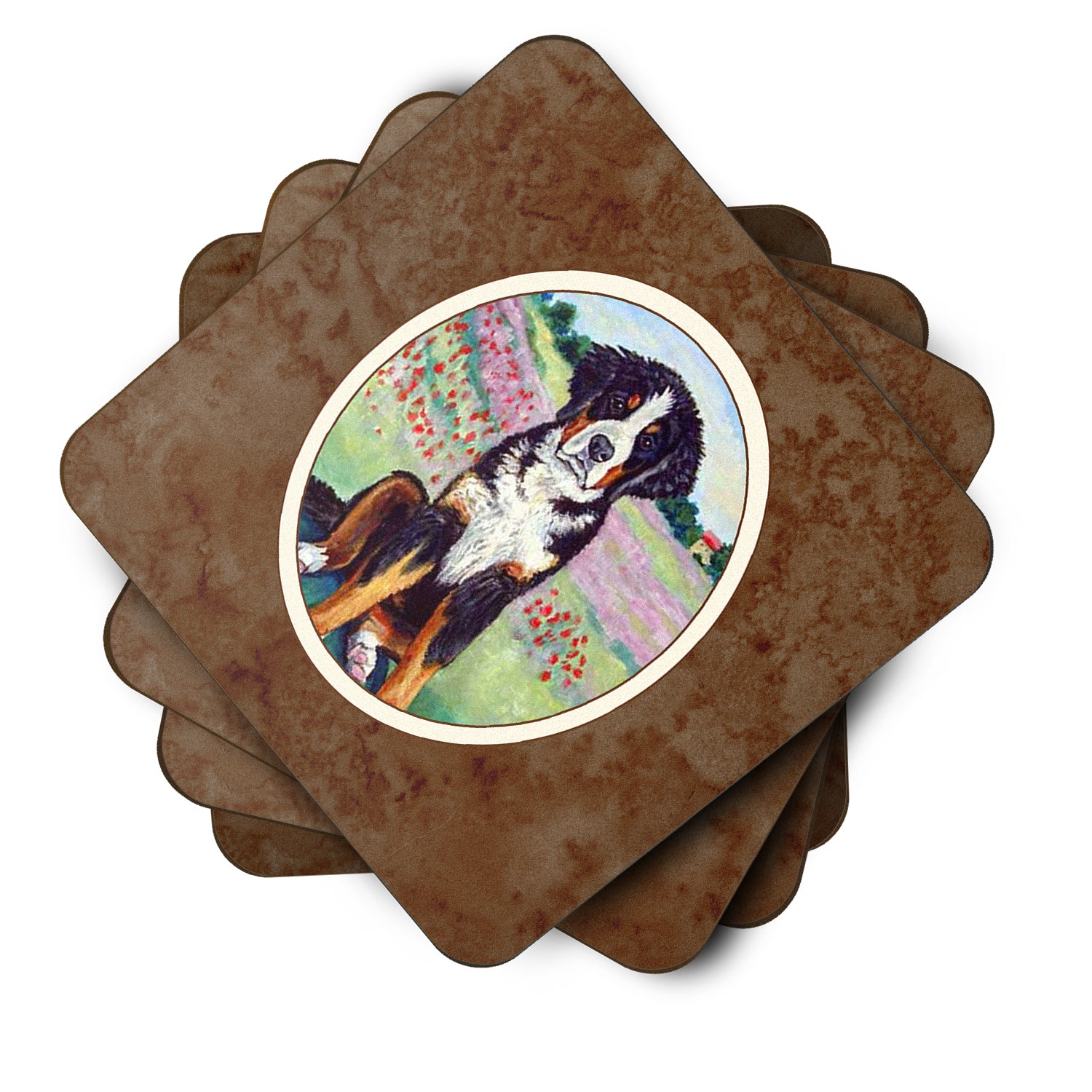 Bernese Mountain Dog Foam Coaster Set of 4 7011FC - the-store.com