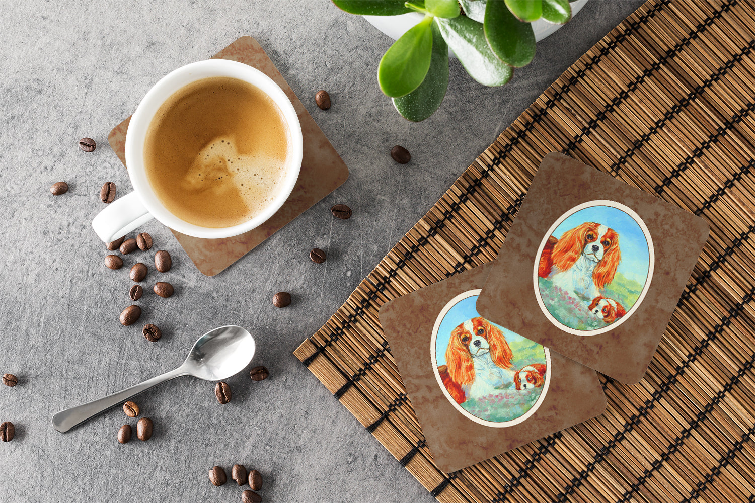 Cavalier Spaniel Momma's Love Foam Coaster Set of 4 7019FC - the-store.com