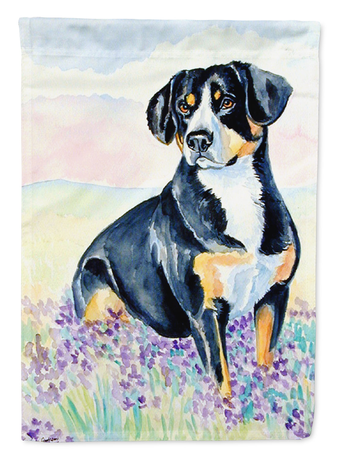 Entlebucher Mountain Dog Flag Garden Size.