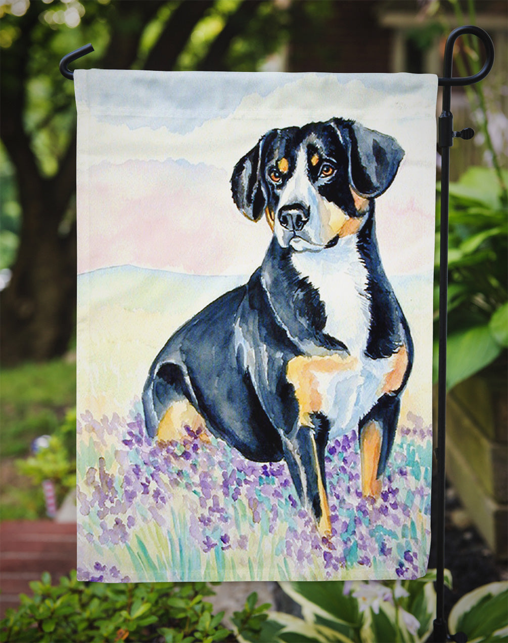 Entlebucher Mountain Dog Flag Garden Size.