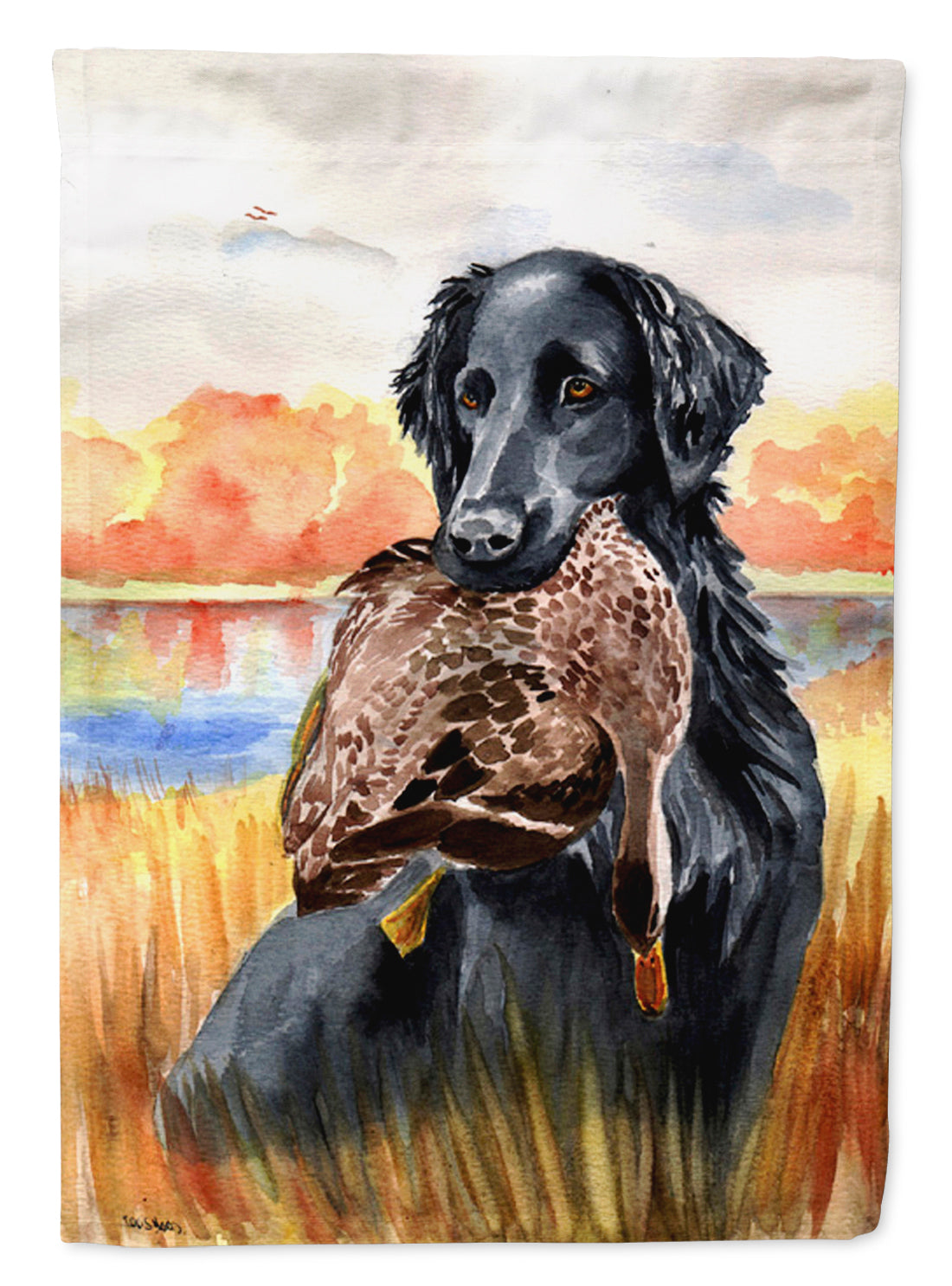 Flat Coated Retriever Flag Garden Size.