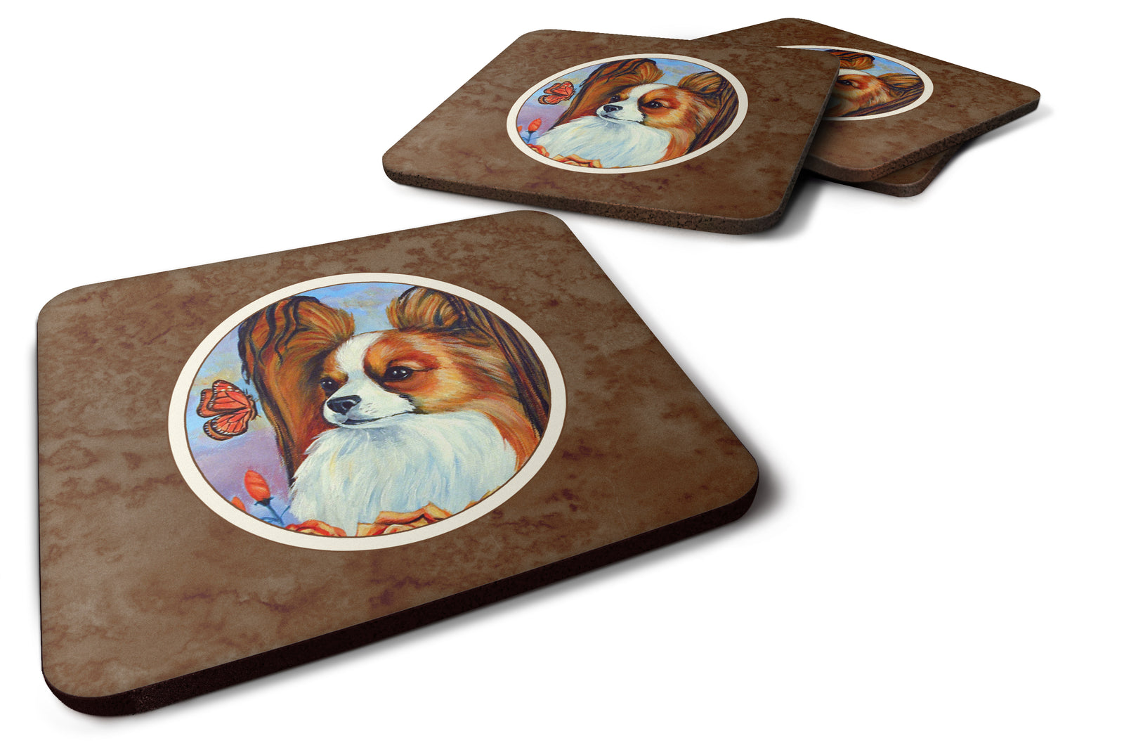 Papillon Foam Coaster Set of 4 7039FC - the-store.com