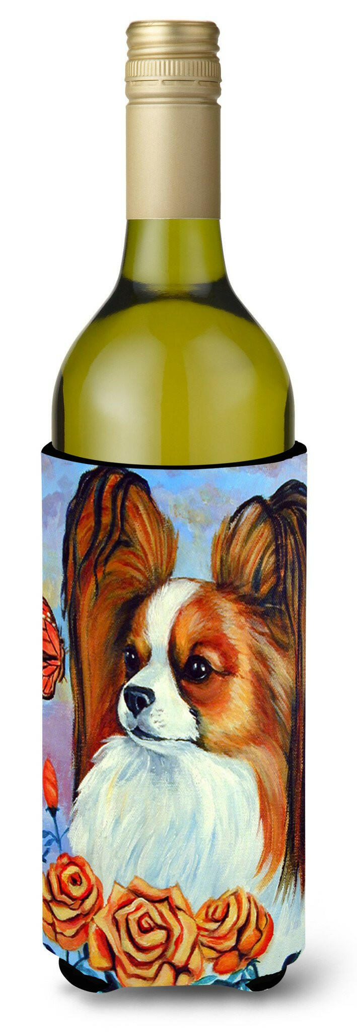 Papillon Wine Bottle Beverage Insulator Beverage Insulator Hugger by Caroline&#39;s Treasures