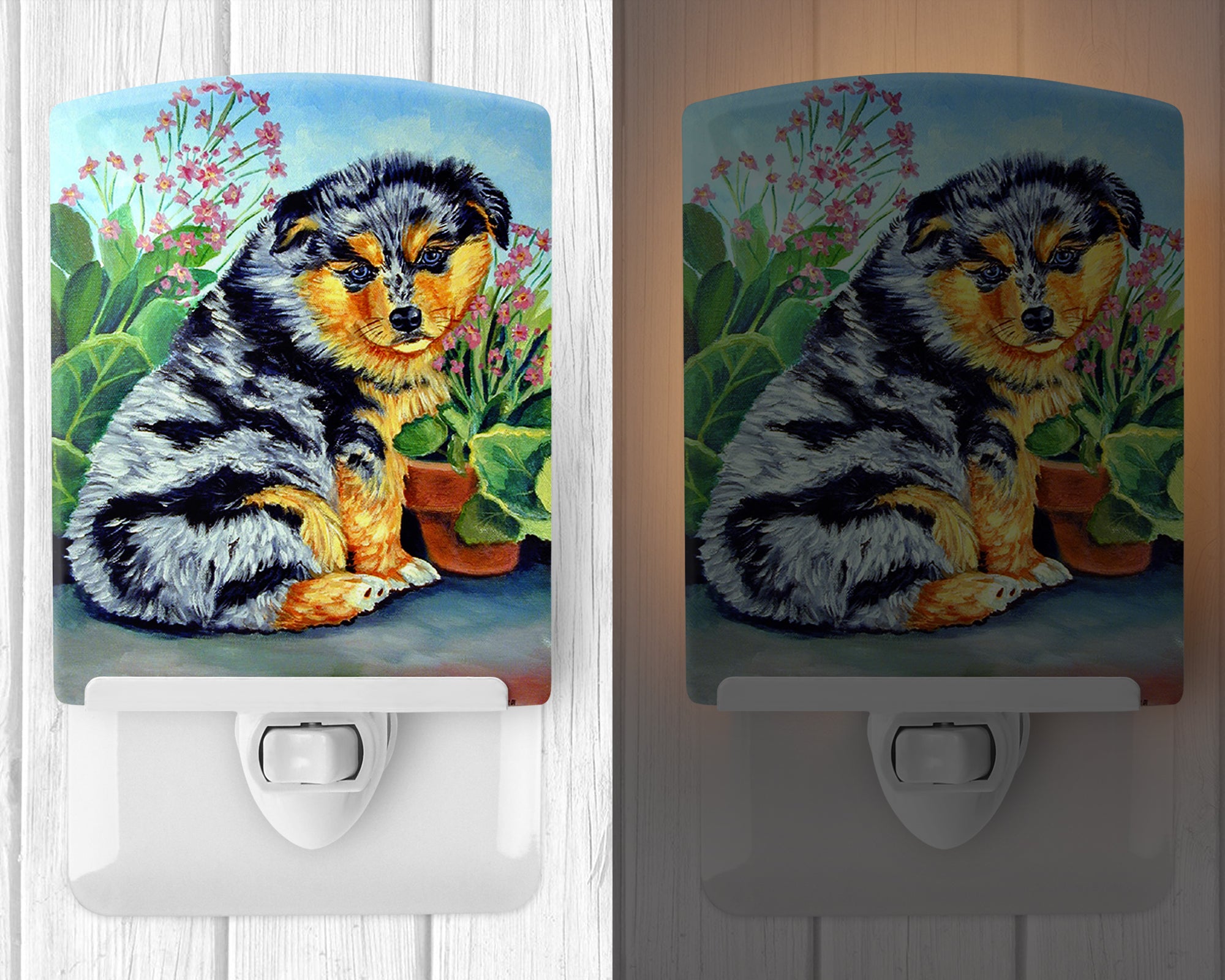 Australian Shepherd Puppy Ceramic Night Light 7045CNL - the-store.com