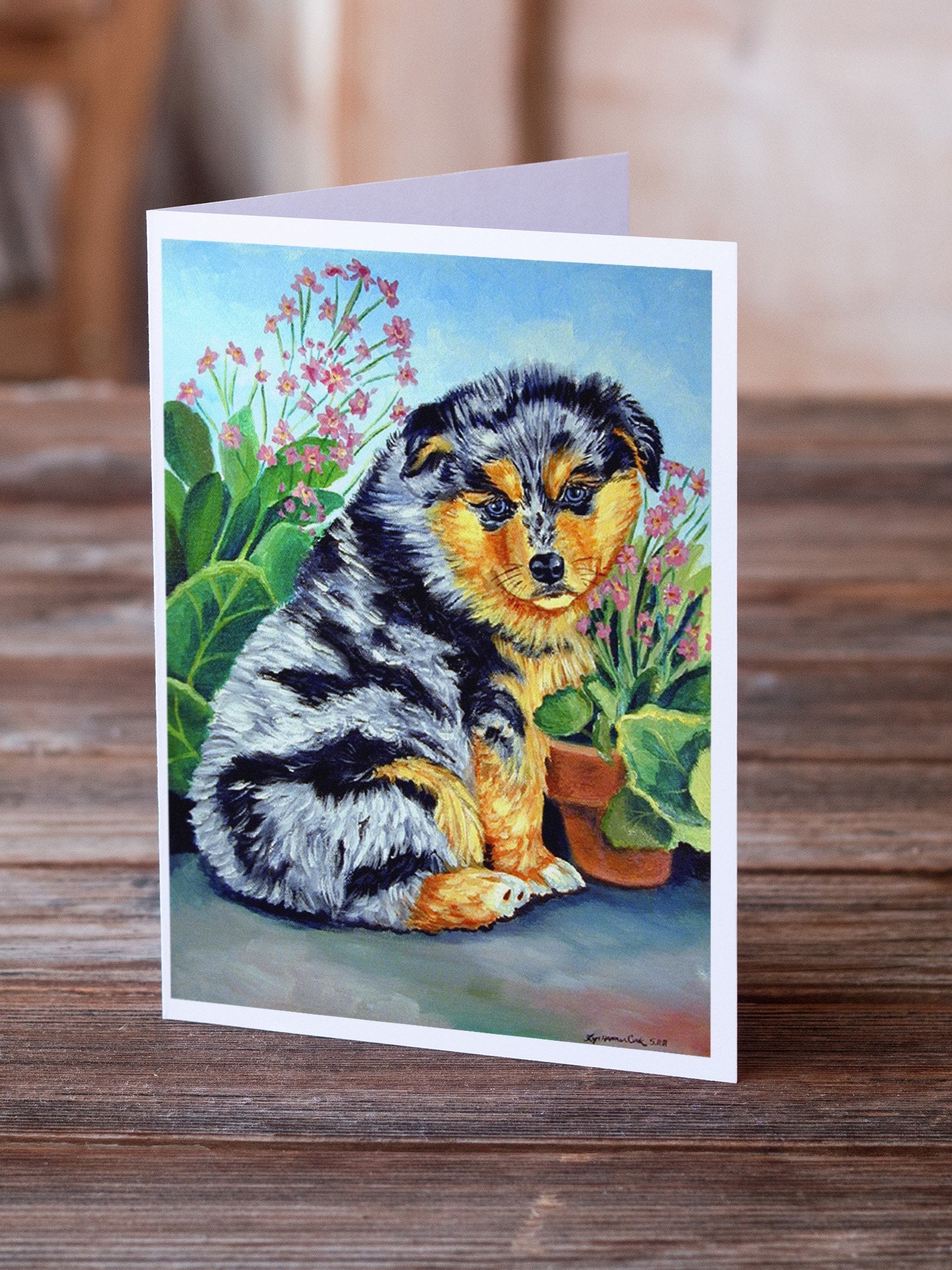 Australian Shepherd Puppy Greeting Cards and Envelopes Pack of 8 - the-store.com