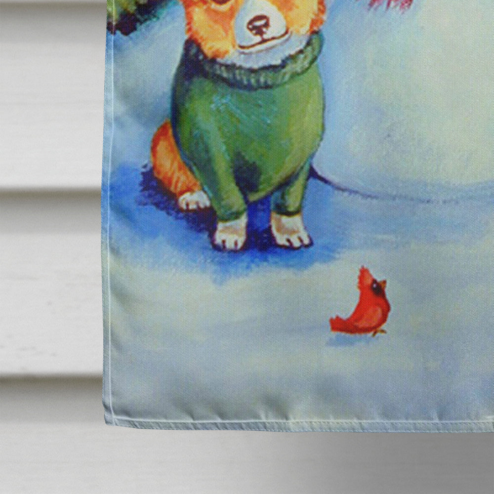 Snowman with Corgi Flag Canvas House Size  the-store.com.