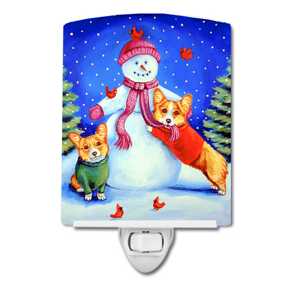 Snowman with Corgi Ceramic Night Light 7048CNL - the-store.com