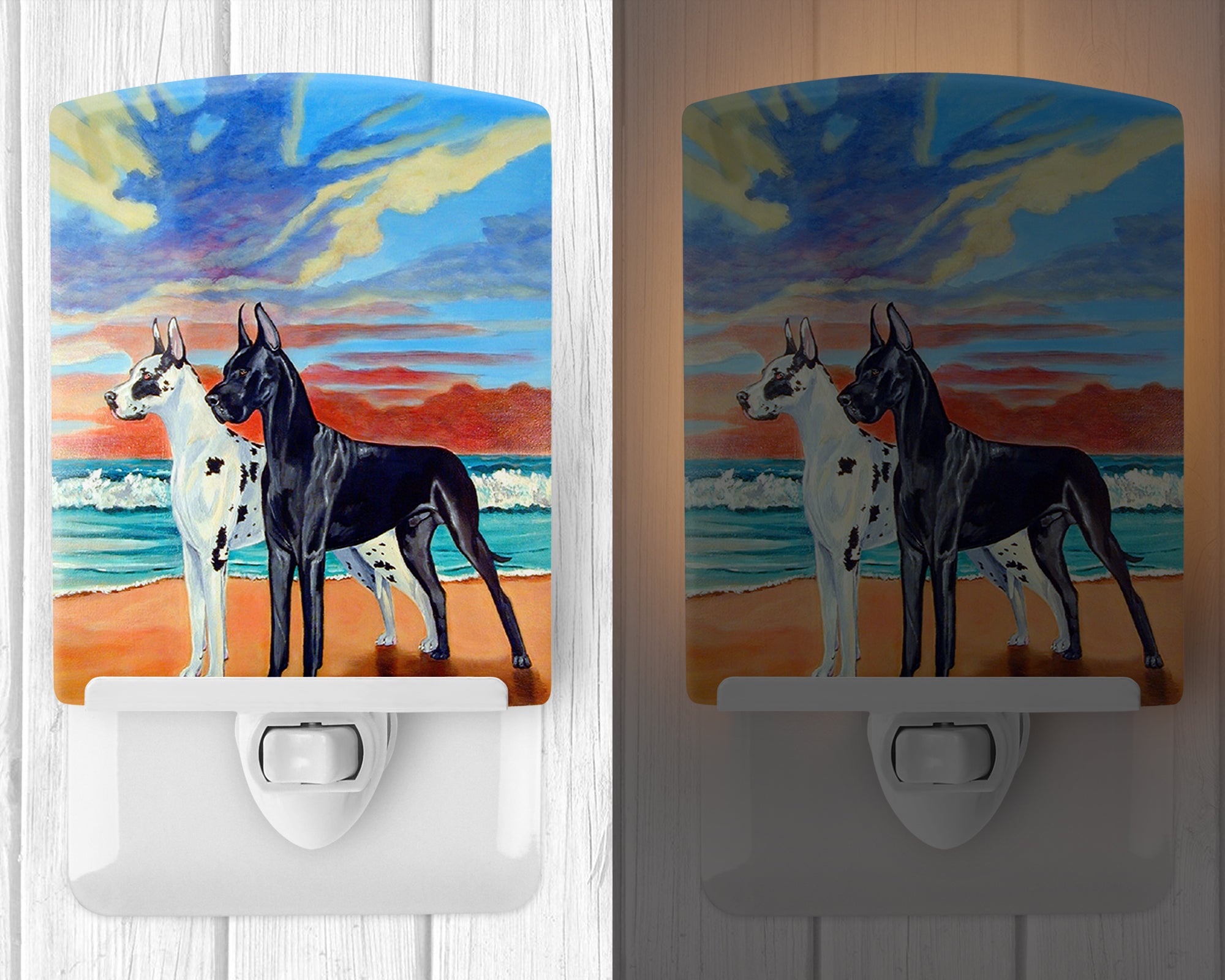 At sunset Great Dane Harlequin and Black Ceramic Night Light 7051CNL - the-store.com