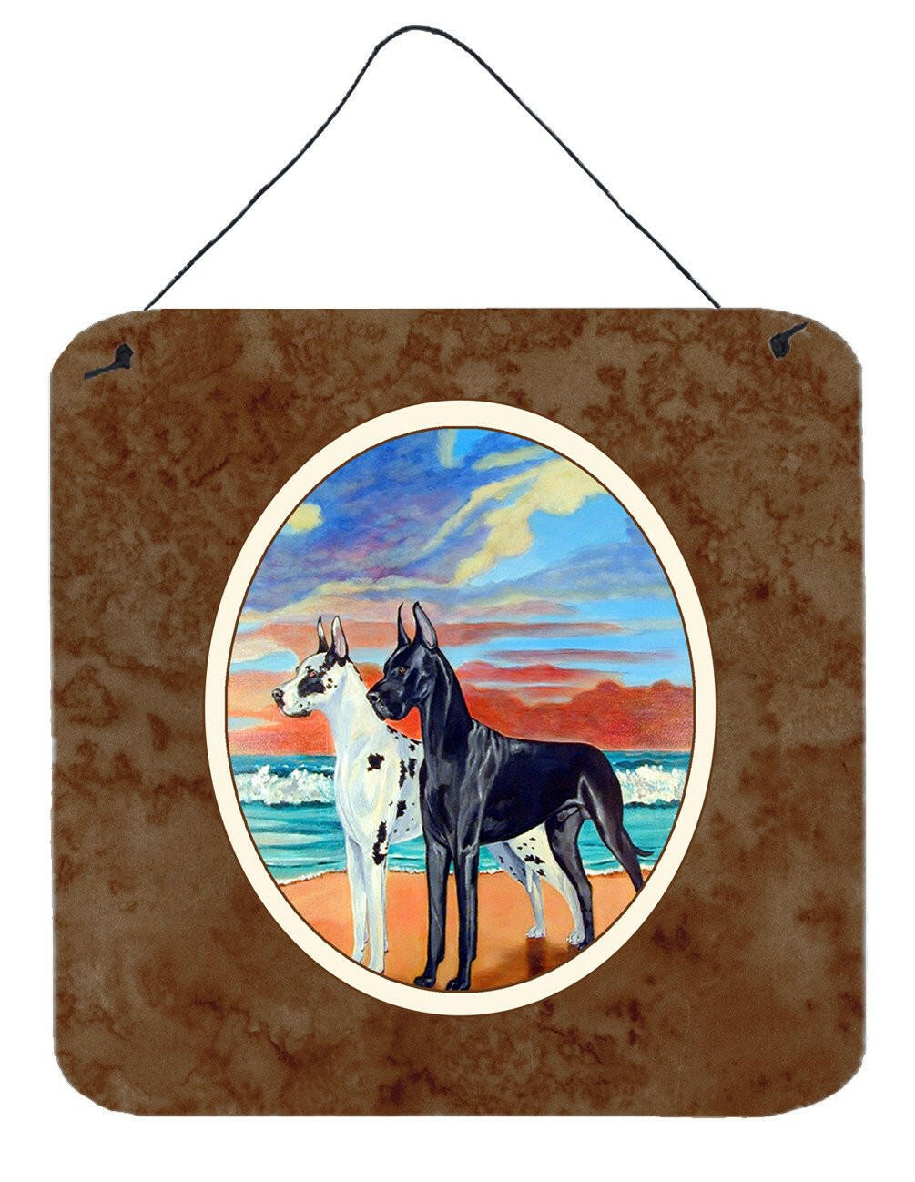 At sunset Great Dane Harlequin and Black Wall or Door Hanging Prints 7051DS66 by Caroline&#39;s Treasures