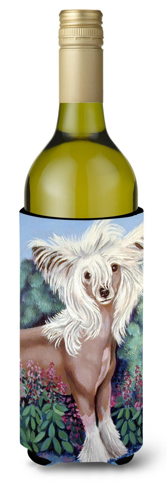 Chinese Crested Wine Bottle Beverage Insulator Beverage Insulator Hugger by Caroline&#39;s Treasures