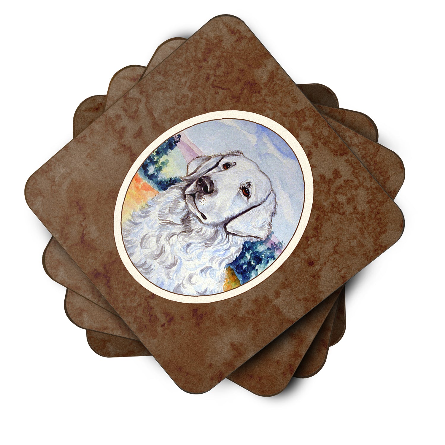 Kuvasz Foam Coaster Set of 4 7058FC - the-store.com