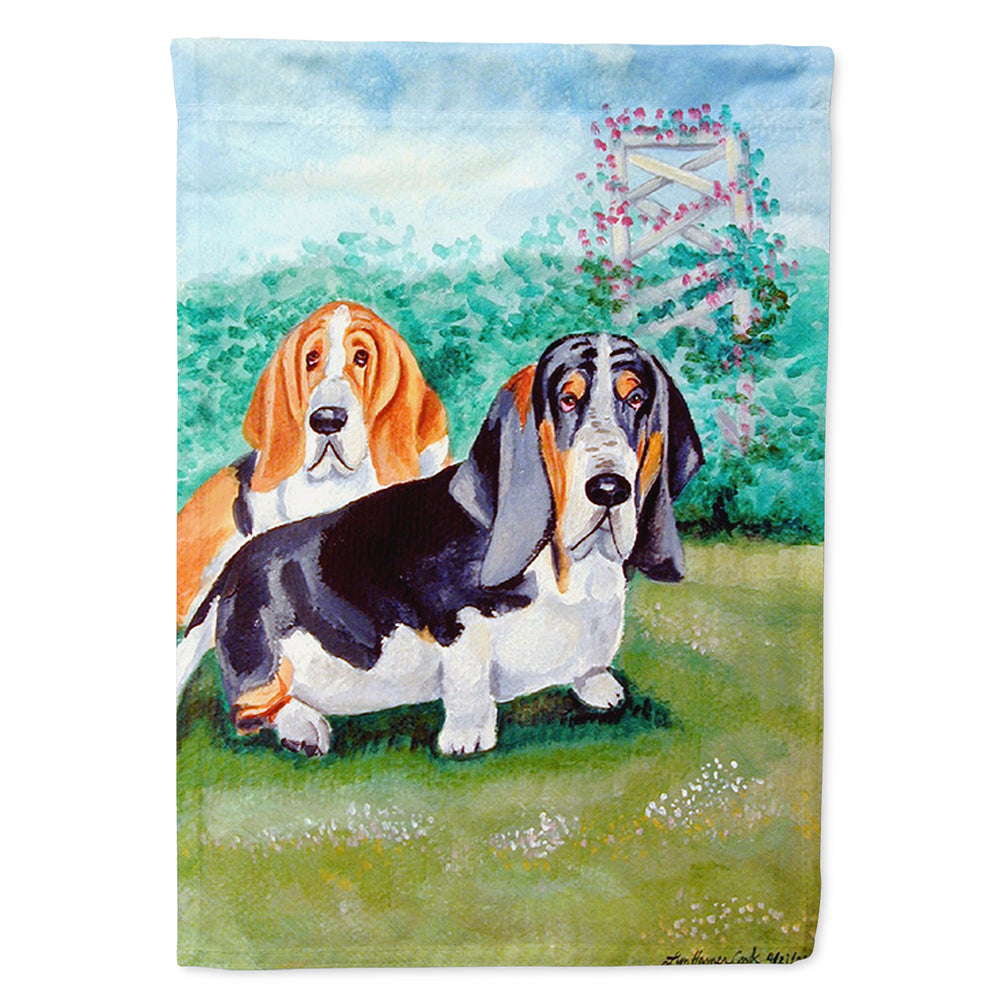 Basset Hound Double Trouble Flag Canvas House Size  the-store.com.