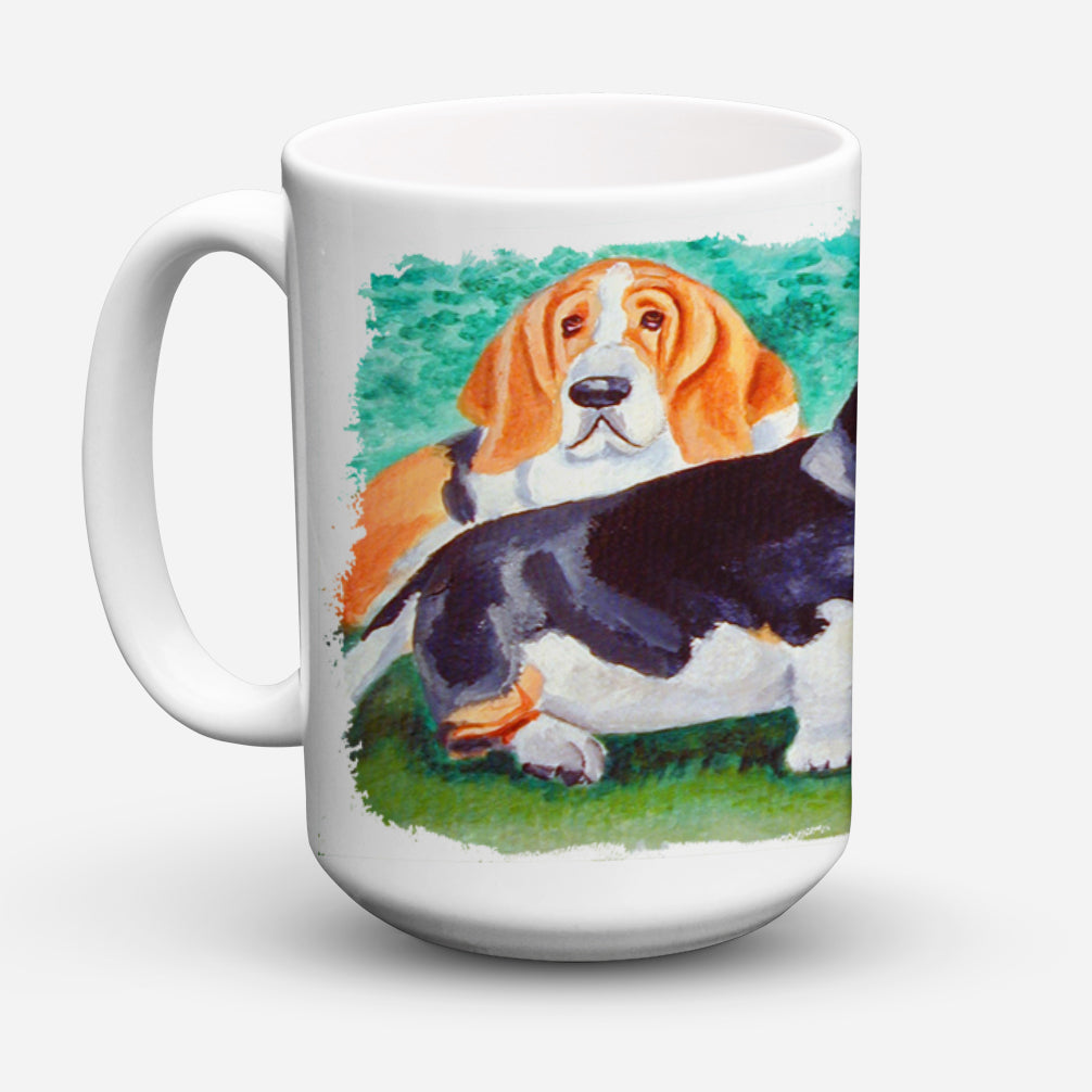 Basset Hound Double Trouble Dishwasher Safe Microwavable Ceramic Coffee Mug 15 ounce 7061CM15  the-store.com.