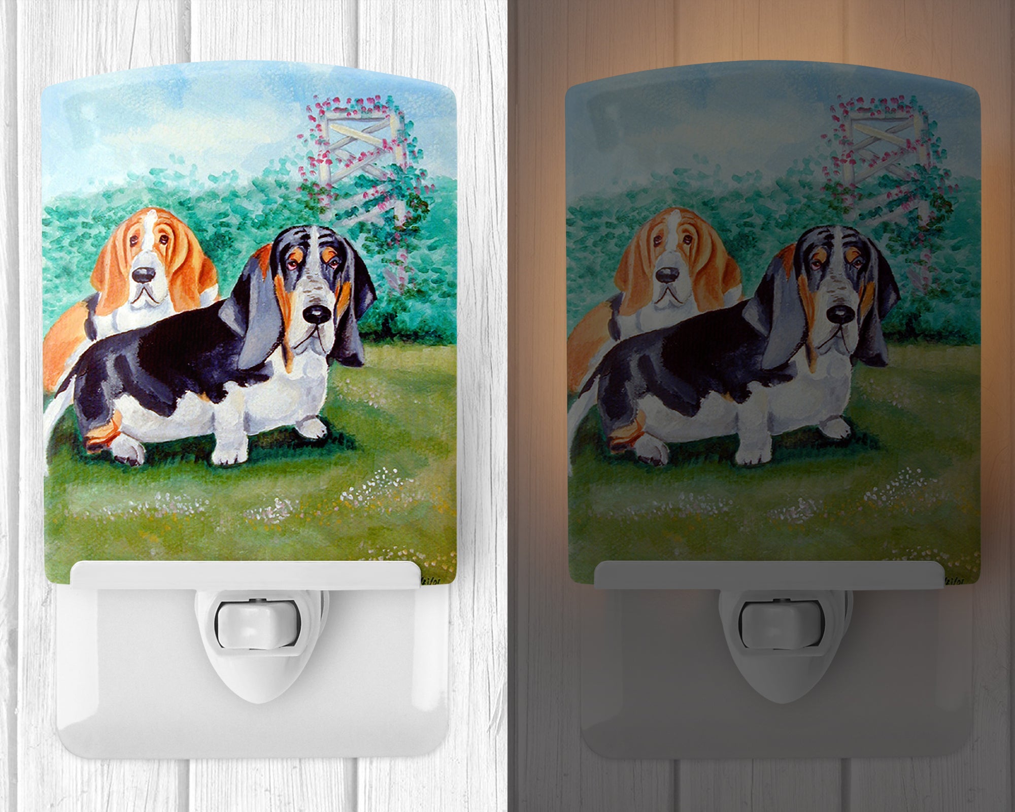 Basset Hound Double Trouble Ceramic Night Light 7061CNL - the-store.com