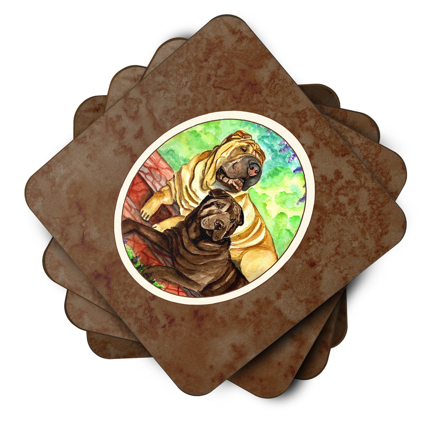 Shar Pei Fawn and Chocolate Foam Coaster Set of 4 7070FC - the-store.com