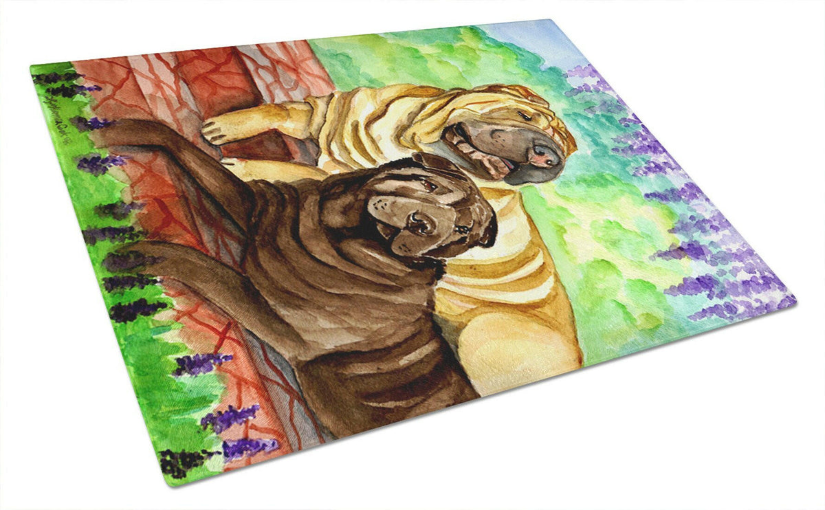 Shar Pei Patio Peis Glass Cutting Board Large by Caroline&#39;s Treasures