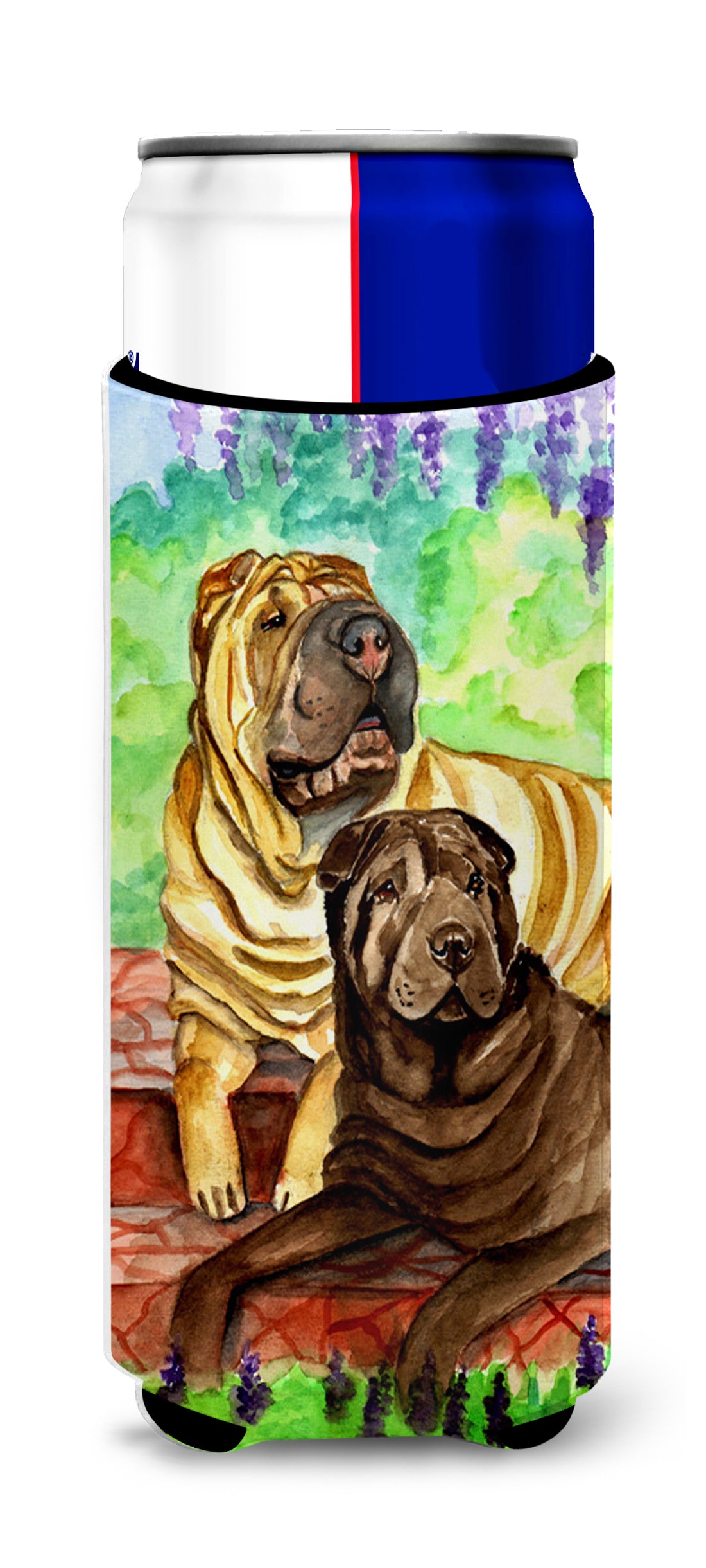 Shar Pei Fawn and Chocolate Ultra Beverage Insulators for slim cans 7070MUK.