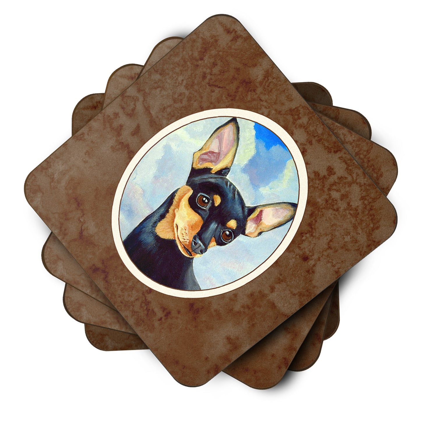 Min Pin Black and Tan Foam Coaster Set of 4 7073FC - the-store.com