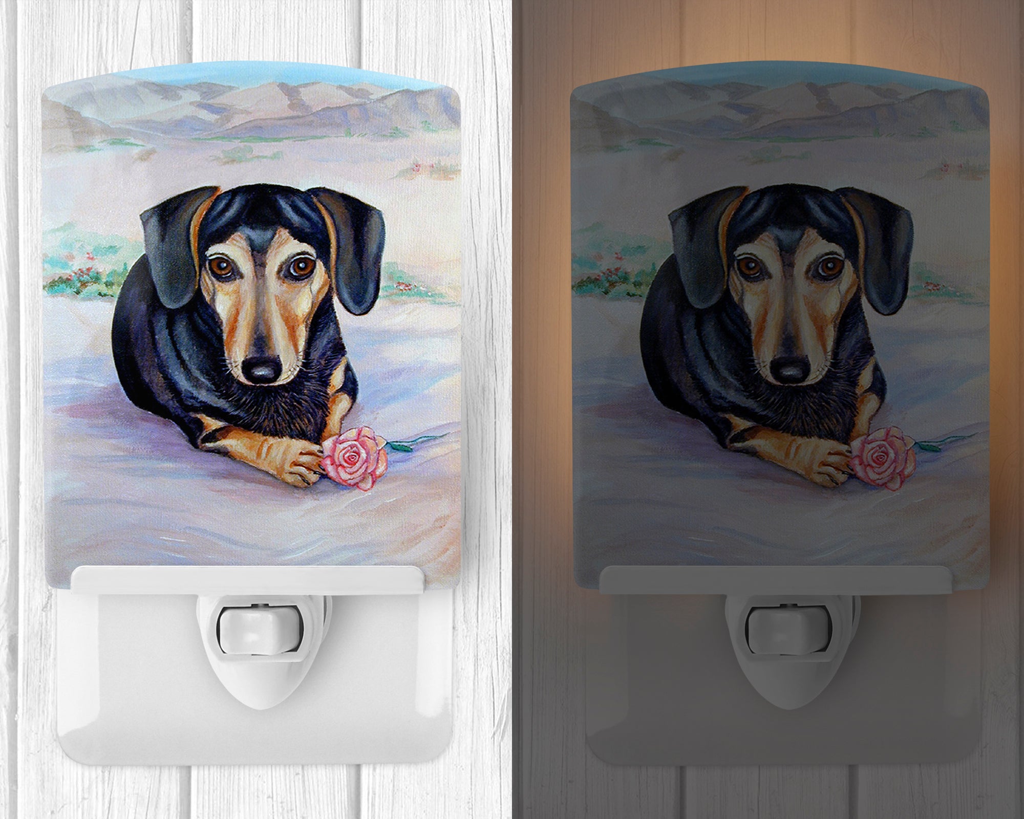 Black and Cream Dachshund Ceramic Night Light 7076CNL - the-store.com