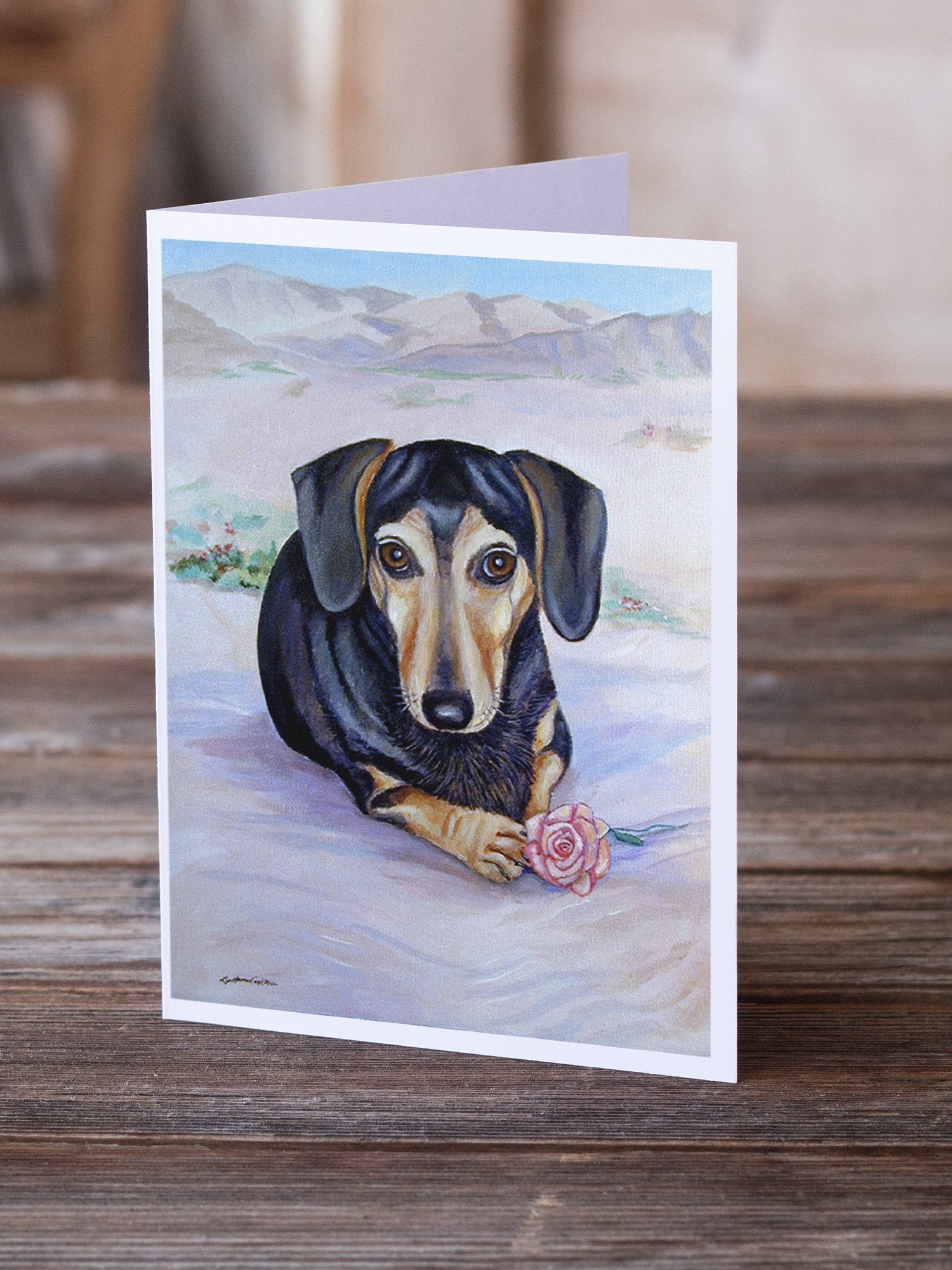 Buy this Black and Cream Dachshund  Greeting Cards and Envelopes Pack of 8