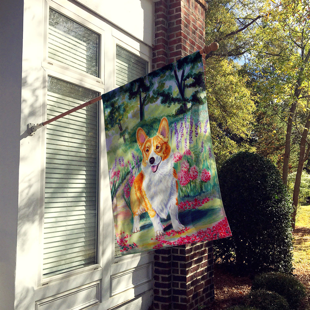 Corgi Springtime in the Garden Flag Canvas House Size  the-store.com.