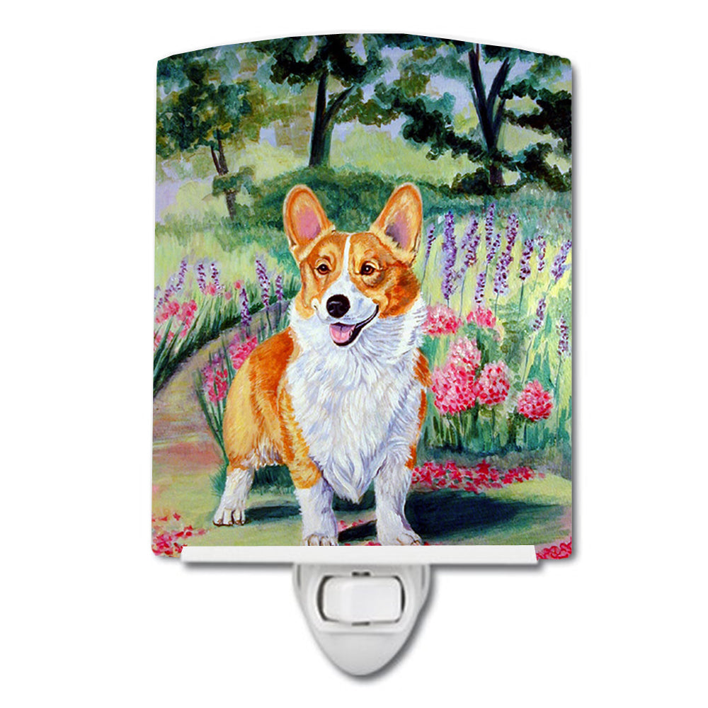 Pembroke Corgi Springtime Ceramic Night Light 7077CNL - the-store.com