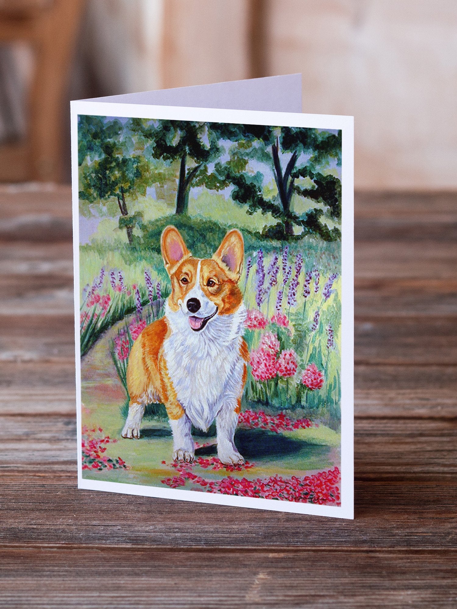 Pembroke Corgi Springtime  Greeting Cards and Envelopes Pack of 8 - the-store.com