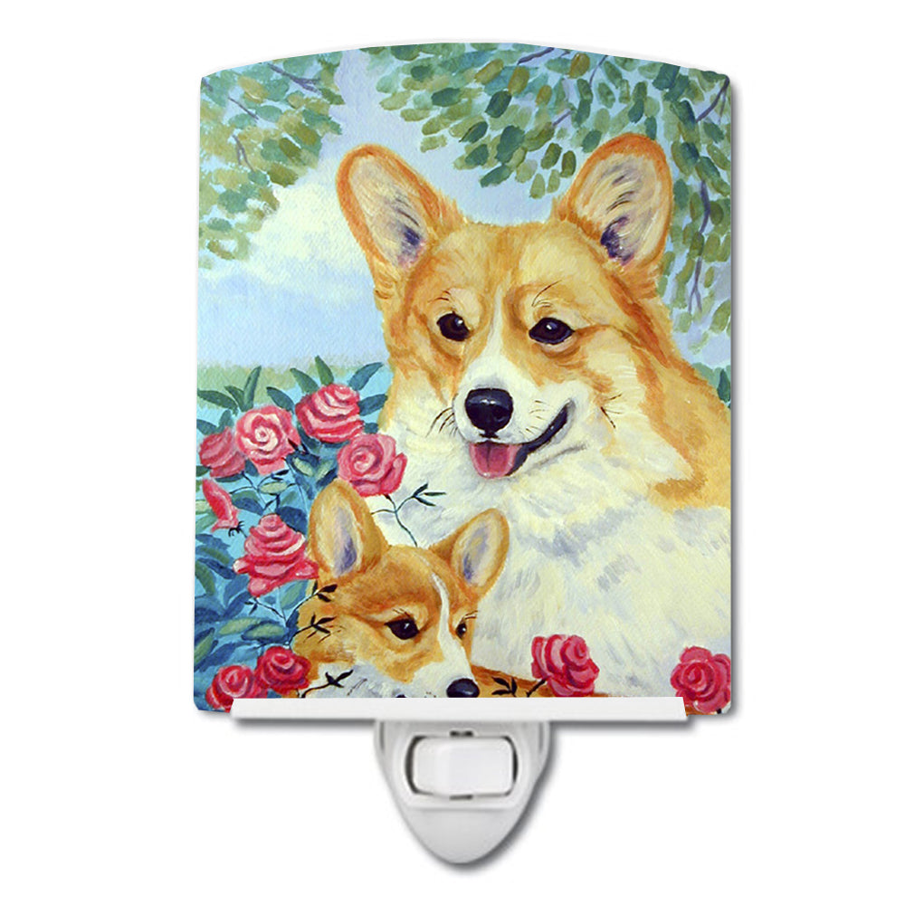 Corgi Momma loves Roses Ceramic Night Light 7084CNL - the-store.com