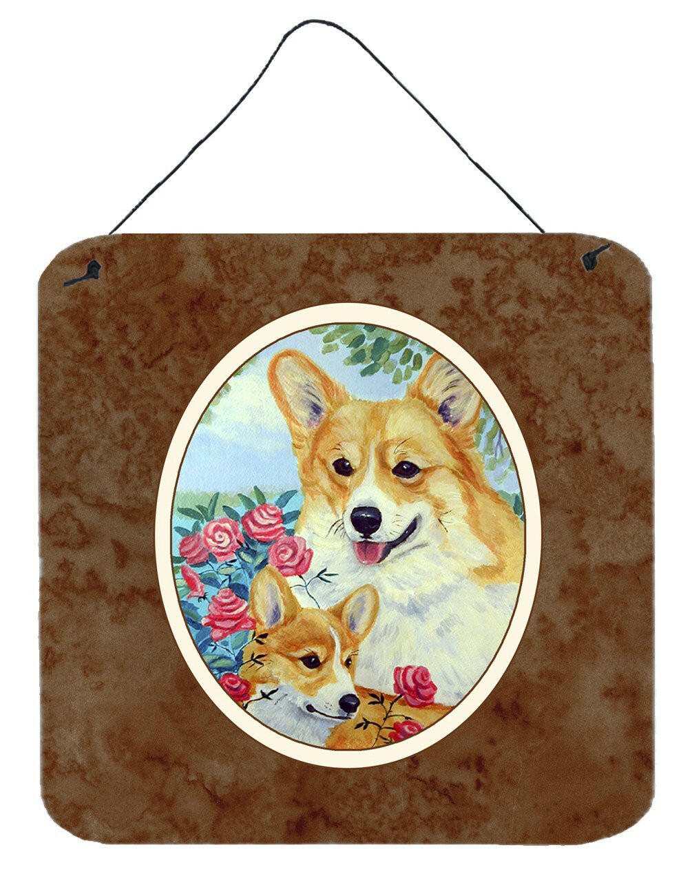 Corgi Momma loves Roses Wall or Door Hanging Prints 7084DS66 by Caroline&#39;s Treasures