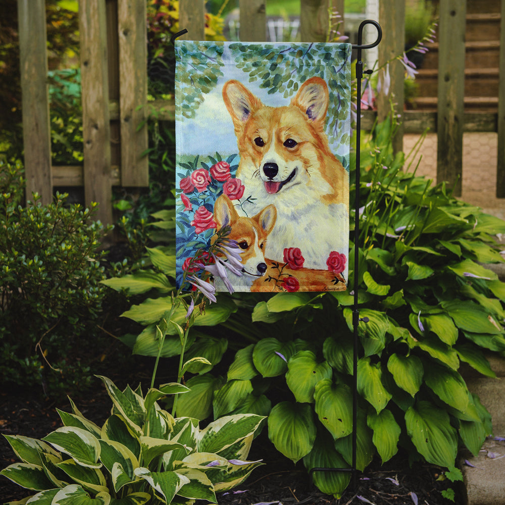 Corgi Momma's Love and Roses Flag Garden Size.