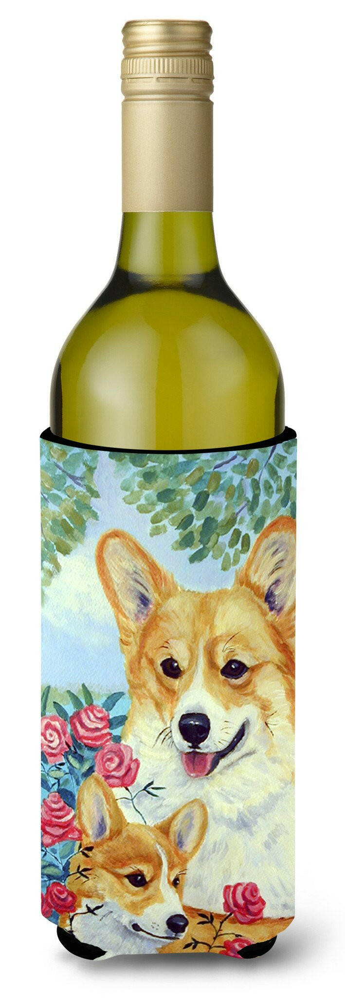 Corgi Momma loves Roses Wine Bottle Beverage Insulator Beverage Insulator Hugger by Caroline's Treasures