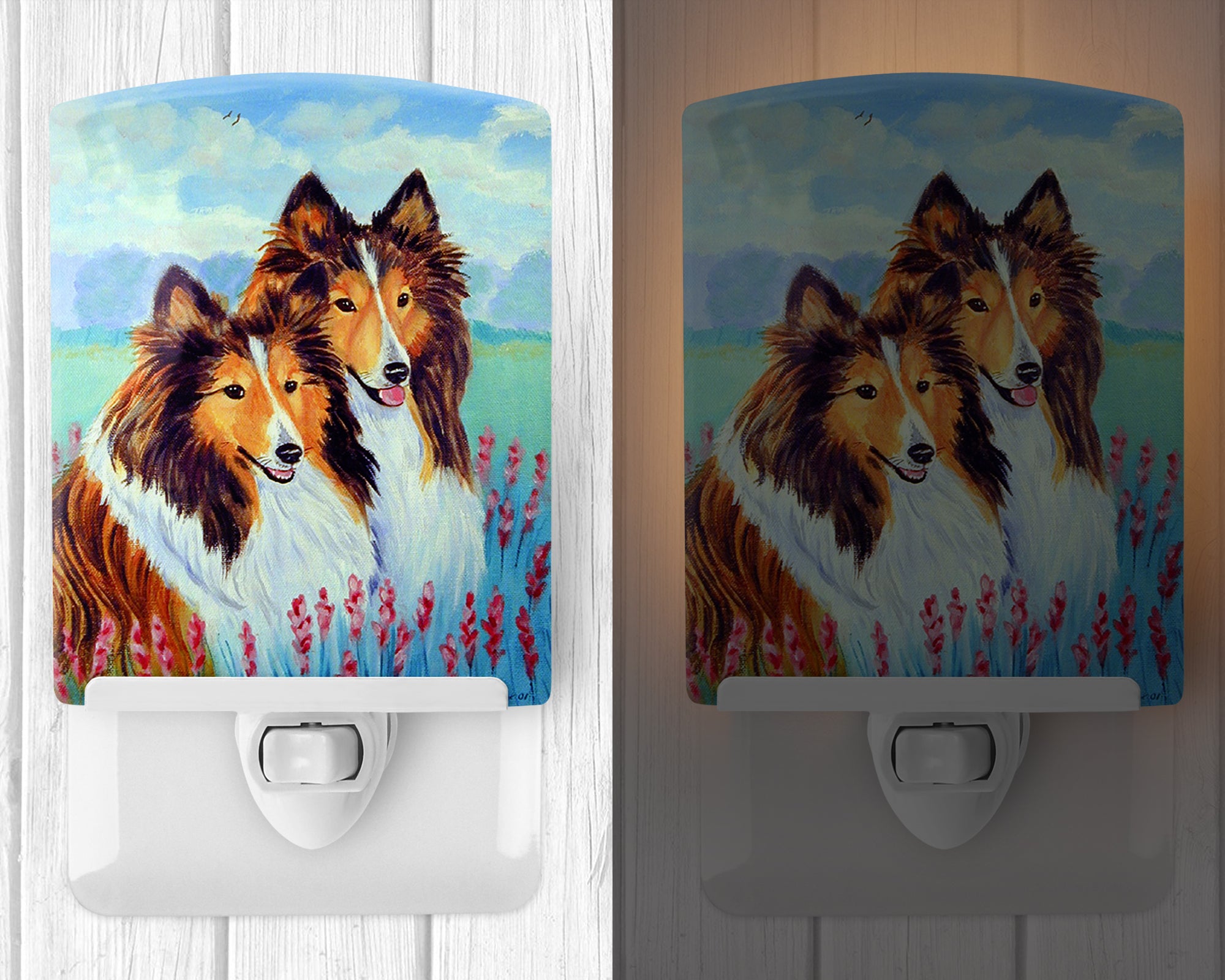 Sable Shelties Double Trouble Ceramic Night Light 7086CNL - the-store.com