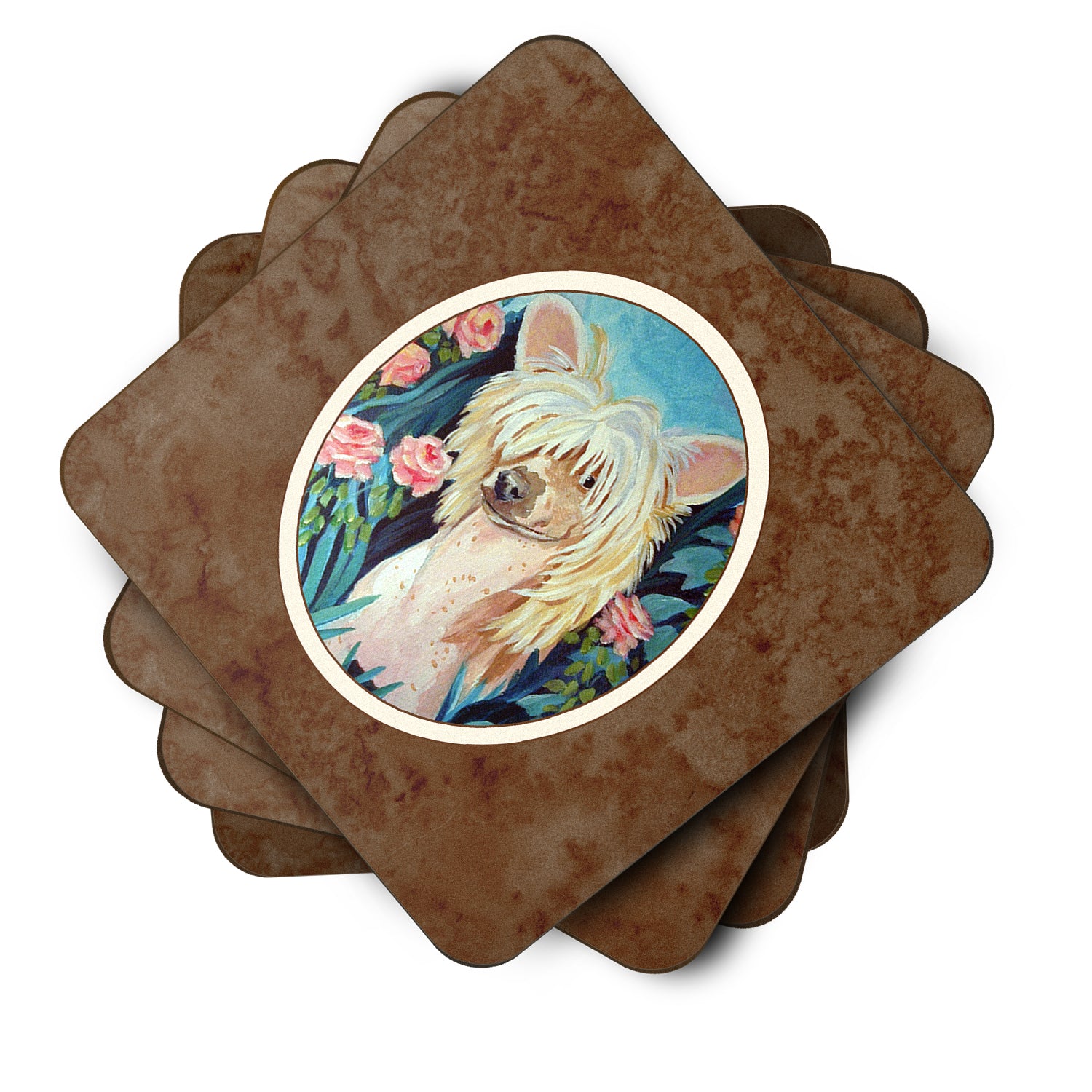 Chinese Crested Foam Coaster Set of 4 7087FC - the-store.com