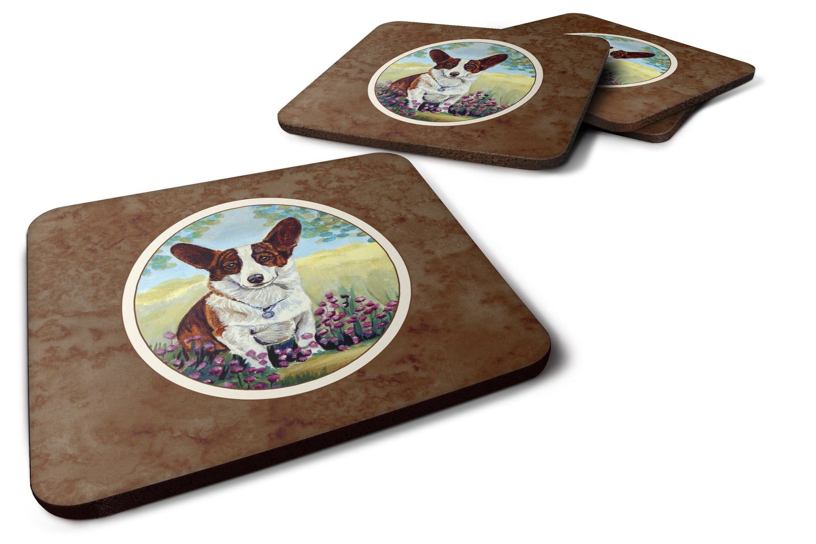 Cardigan Corgi Foam Coaster Set of 4 7088FC - the-store.com