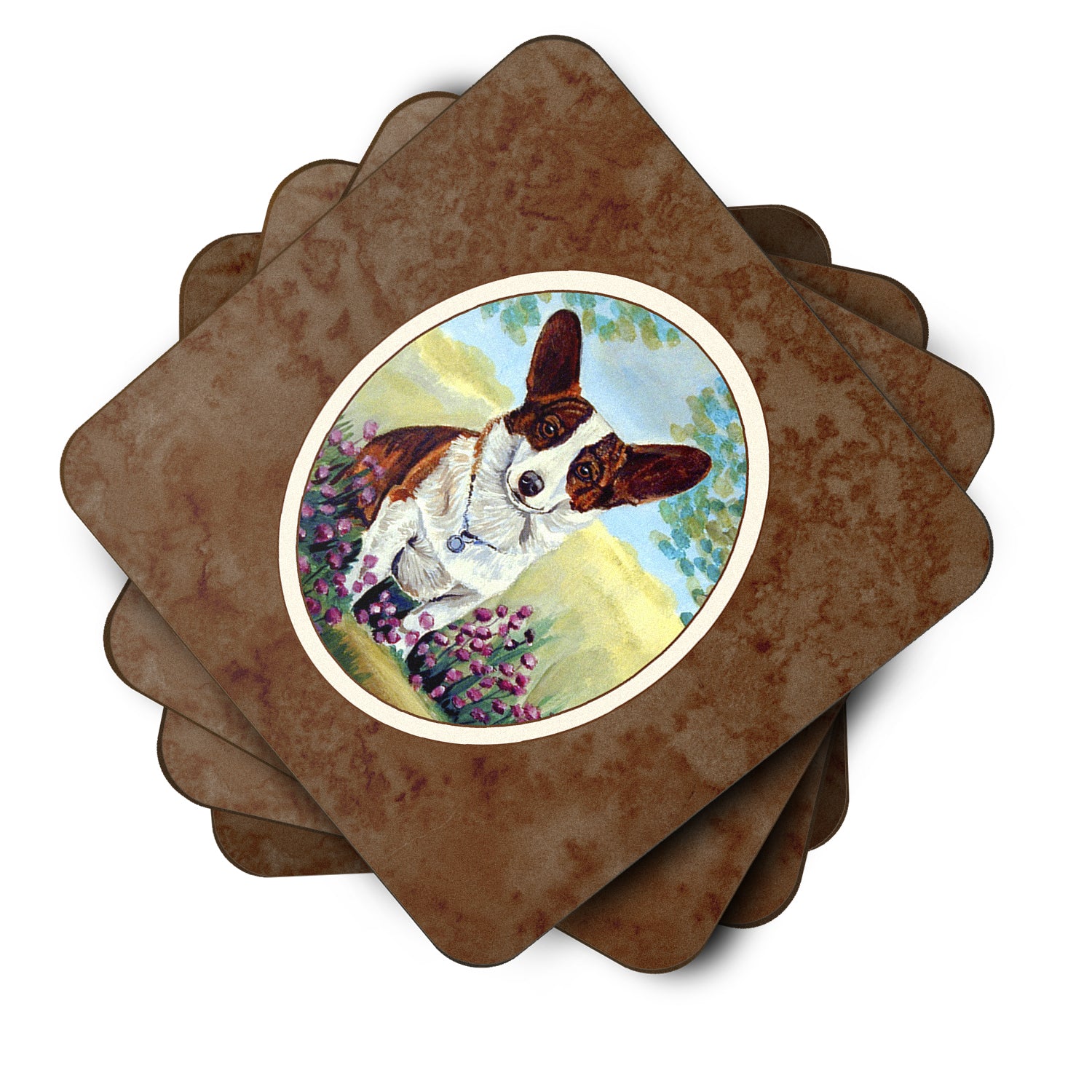 Cardigan Corgi Foam Coaster Set of 4 7088FC - the-store.com