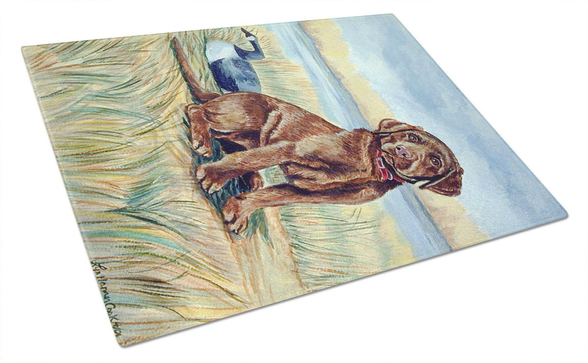 Chocolate Labrador Puppy Glass Cutting Board Large by Caroline&#39;s Treasures