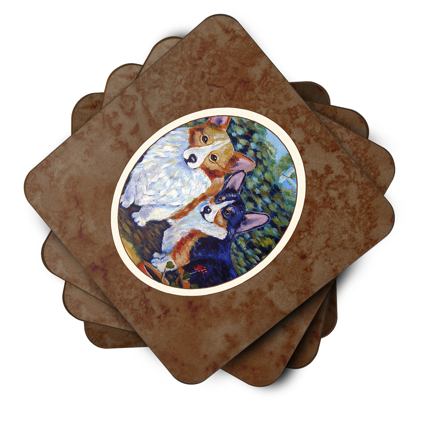 Cardigan and Pembroke Corgi Foam Coaster Set of 4 7094FC - the-store.com