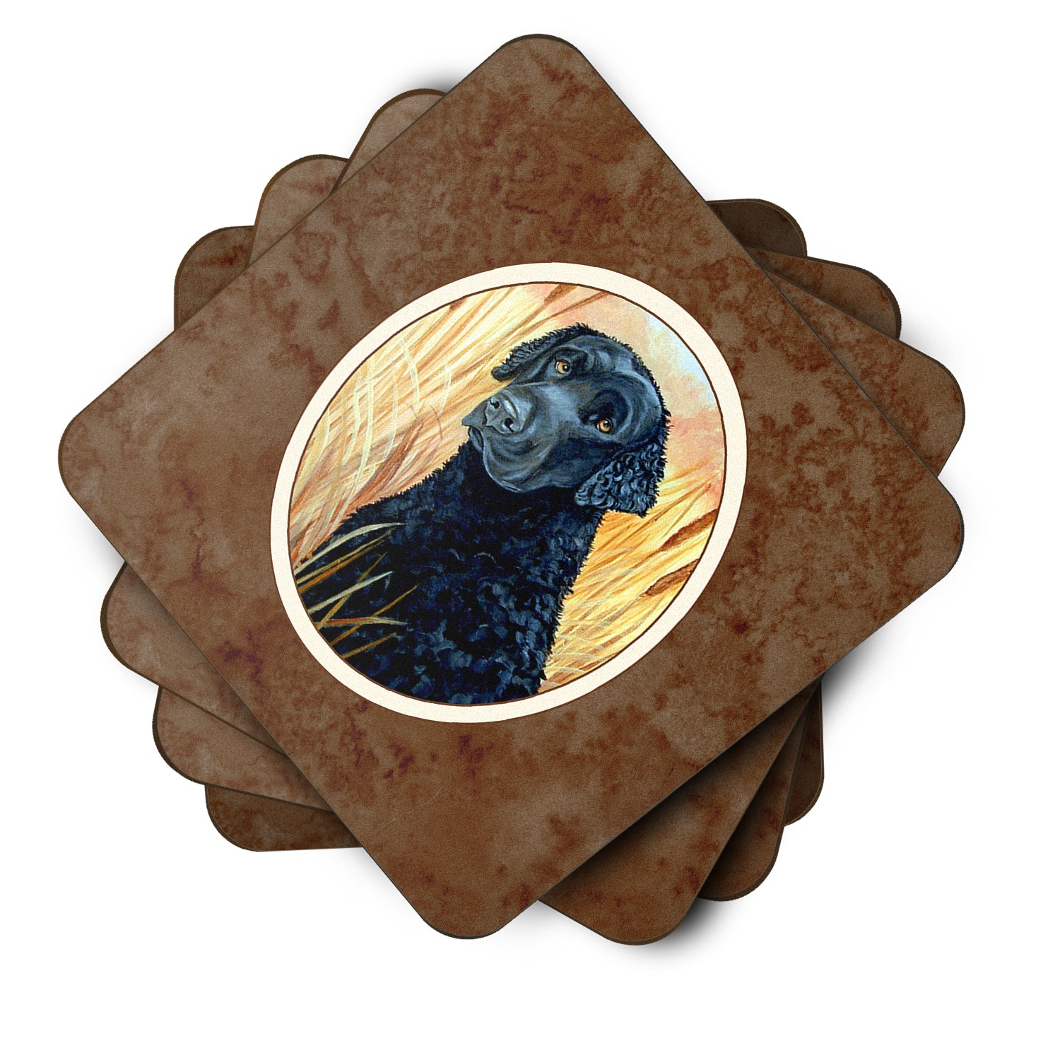 Curly Coated Retriever Foam Coaster Set of 4 7097FC - the-store.com