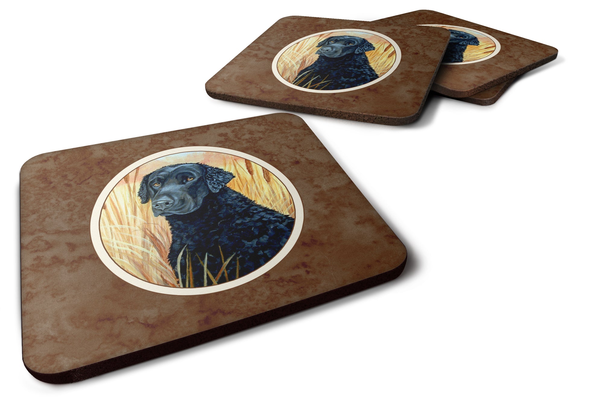 Curly Coated Retriever Foam Coaster Set of 4 7097FC - the-store.com