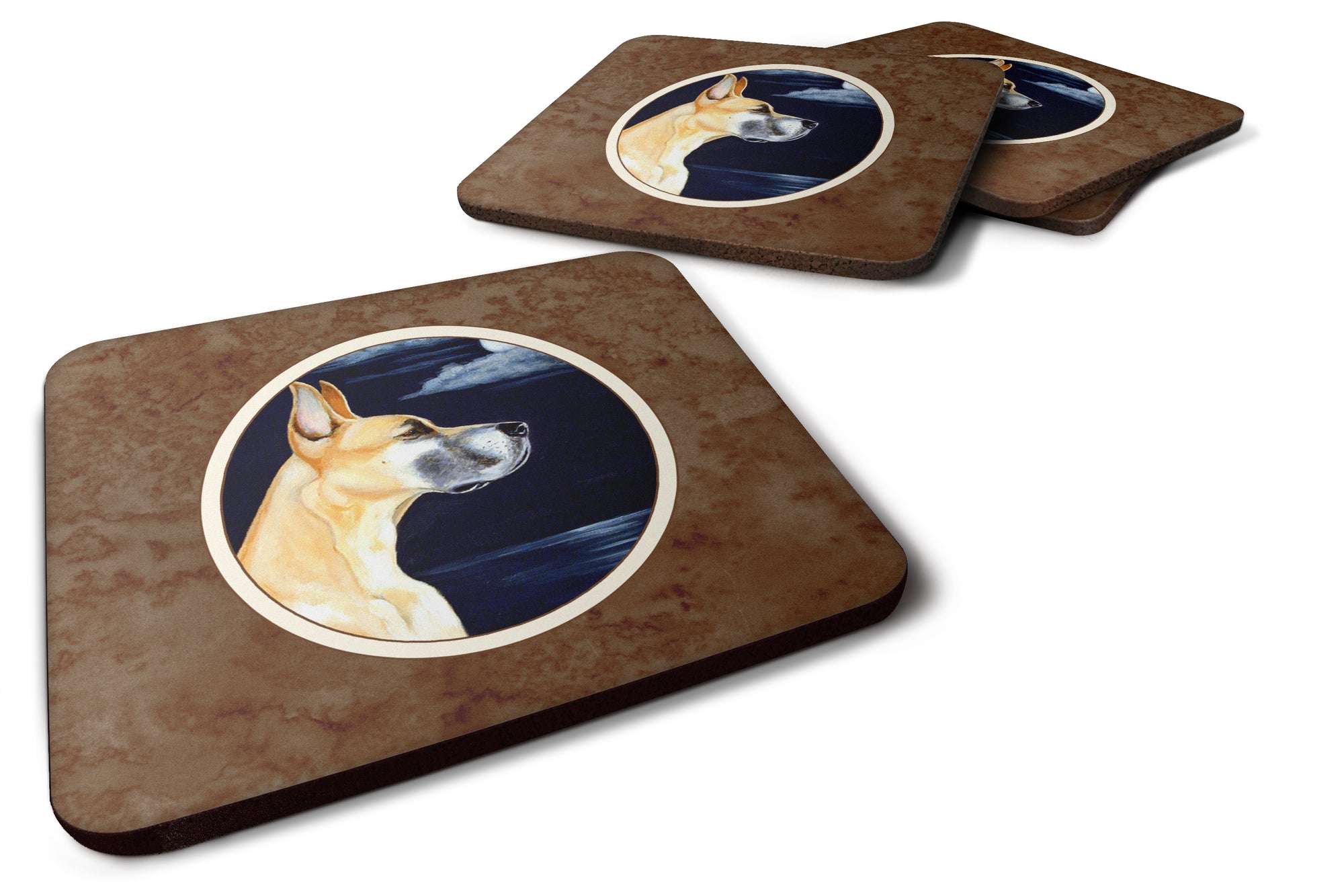 Fawn Great Dane Moonlight Stroll Foam Coaster Set of 4 7100FC - the-store.com