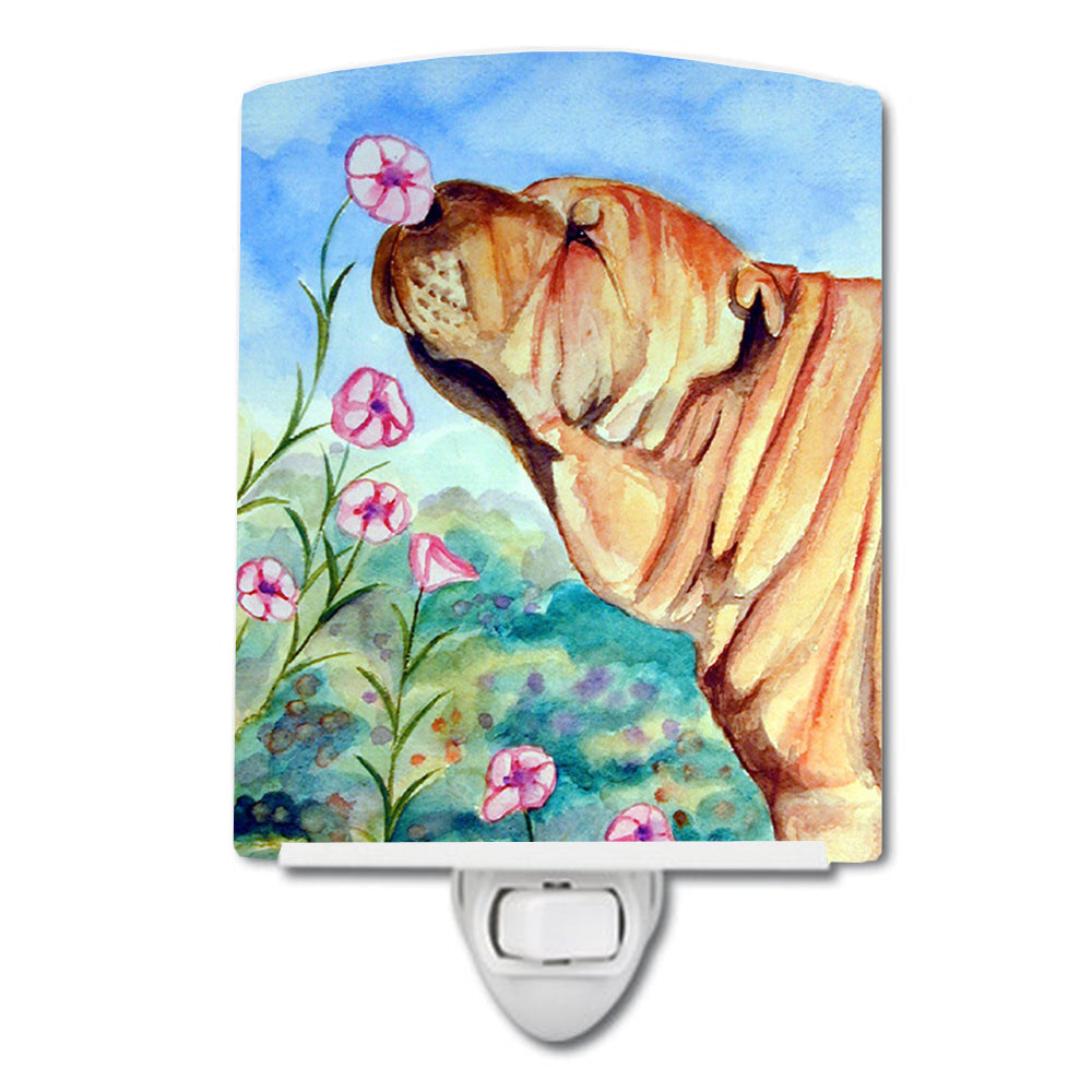 Shar Pei Smell the flowers Ceramic Night Light 7105CNL - the-store.com