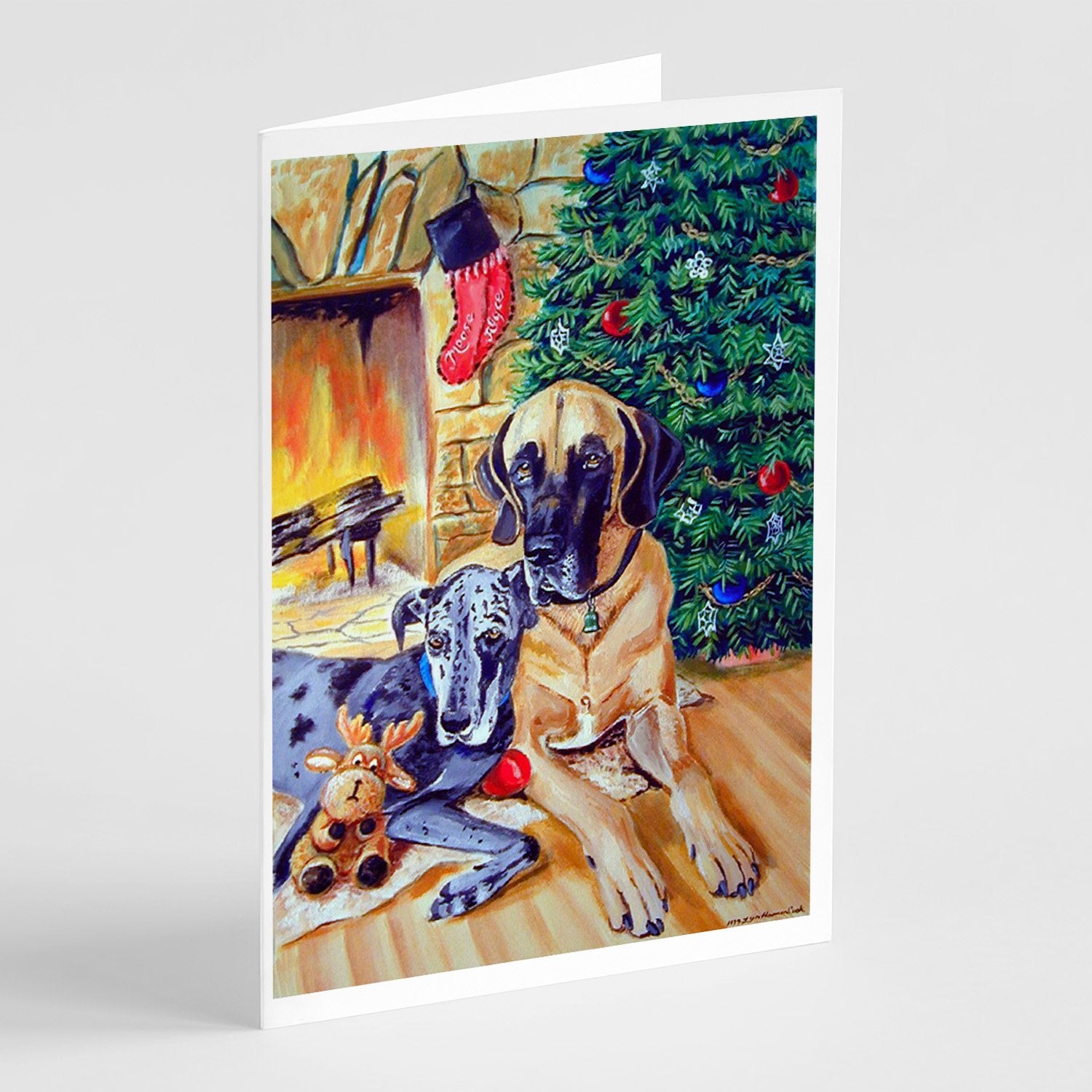 Buy this Fawn and Blue Great Dane waiting on Christmas  Greeting Cards and Envelopes Pack of 8