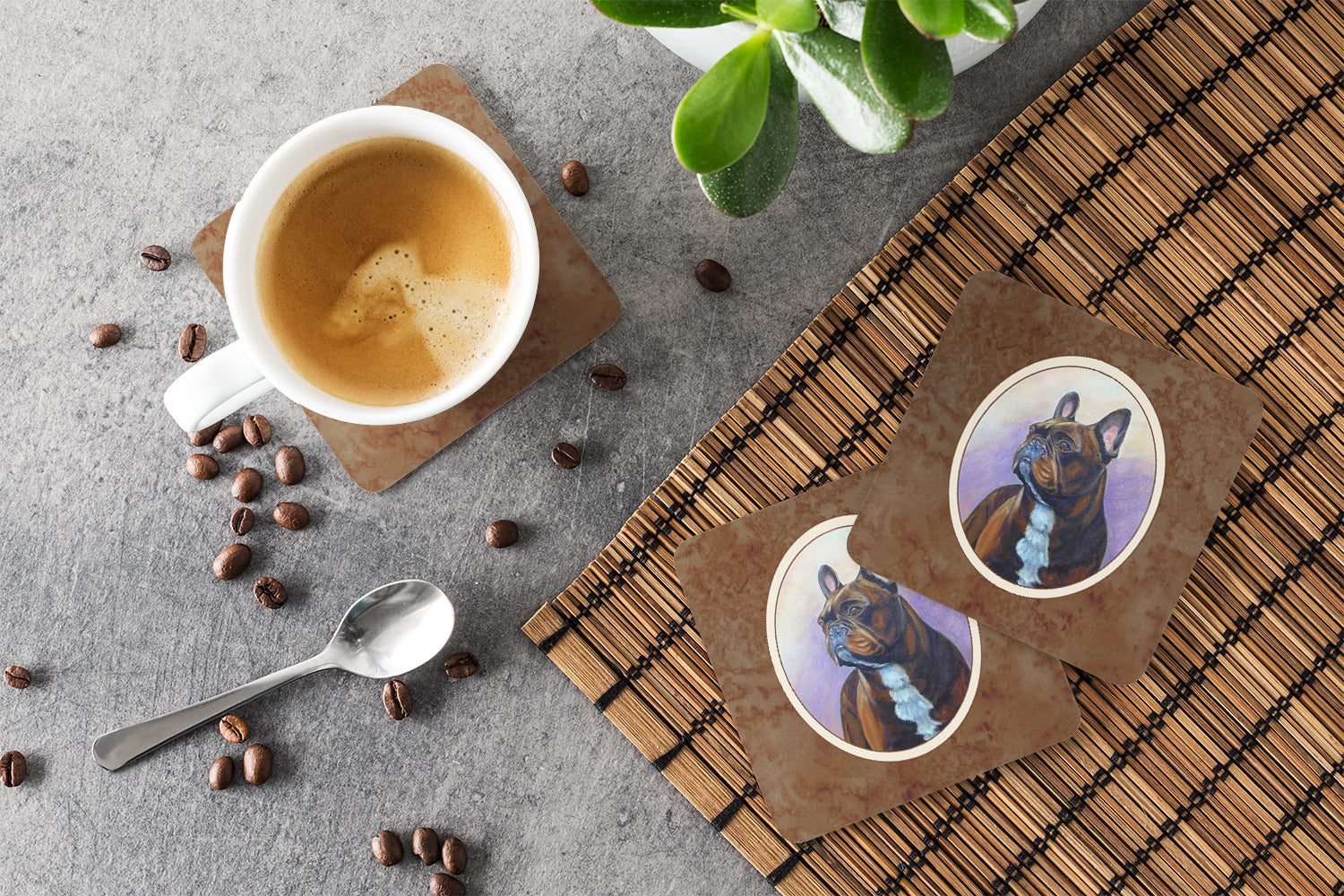 French Bulldog Foam Coaster Set of 4 7117FC - the-store.com