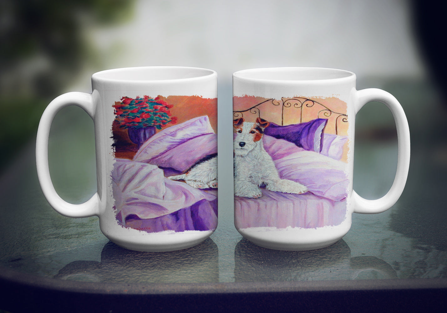 Fox Terrier Waiting on Mom Dishwasher Safe Microwavable Ceramic Coffee Mug 15 ounce 7121CM15  the-store.com.
