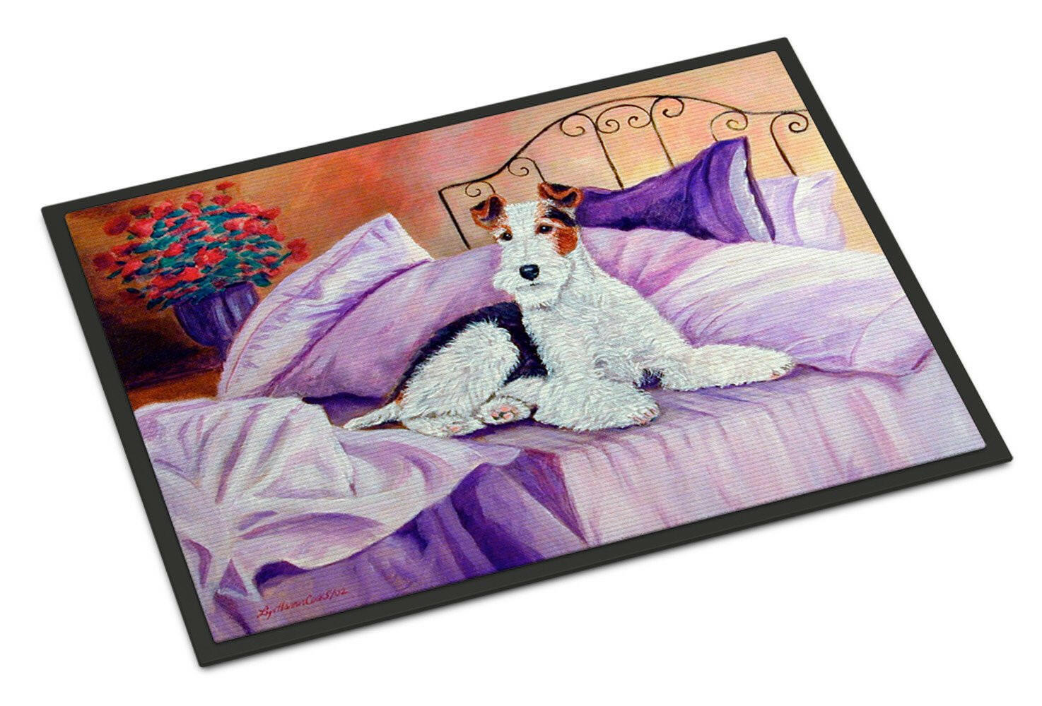 Fox Terrier Waiting on Mom Indoor or Outdoor Mat 24x36 Doormat - the-store.com