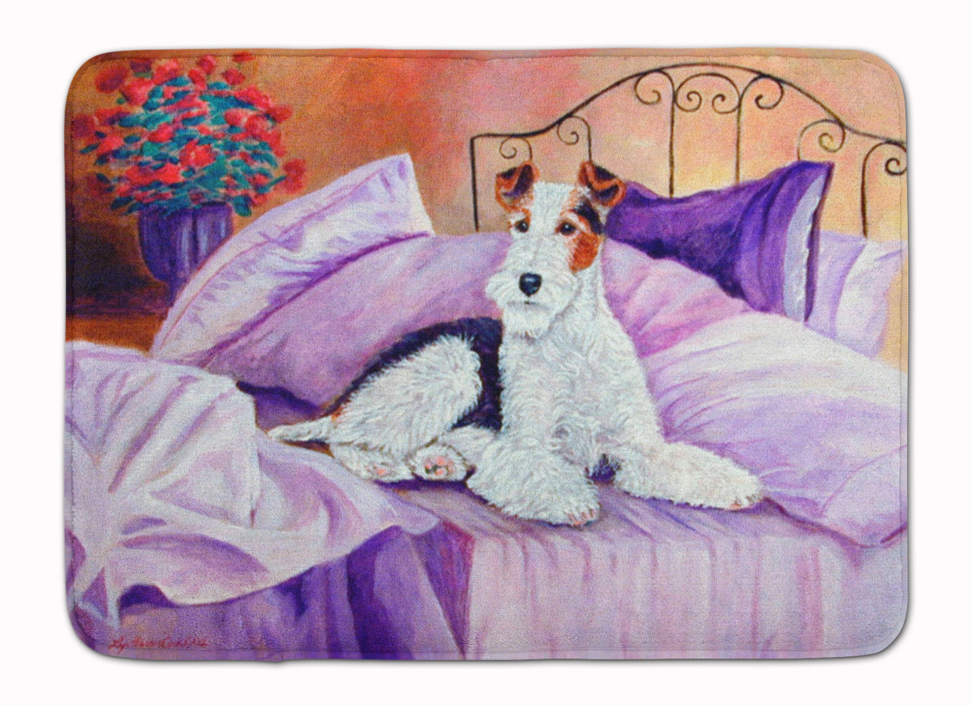 Fox Terrier Waiting on Mom Machine Washable Memory Foam Mat 7121RUG - the-store.com