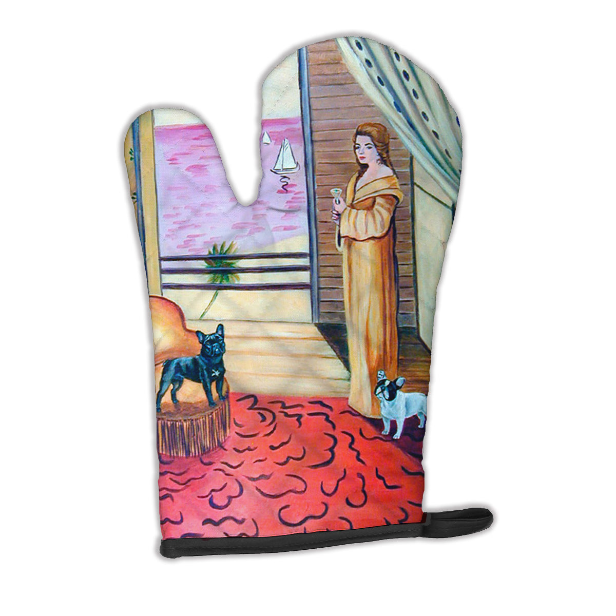 French Bulldog and lady Oven Mitt 7128OVMT  the-store.com.