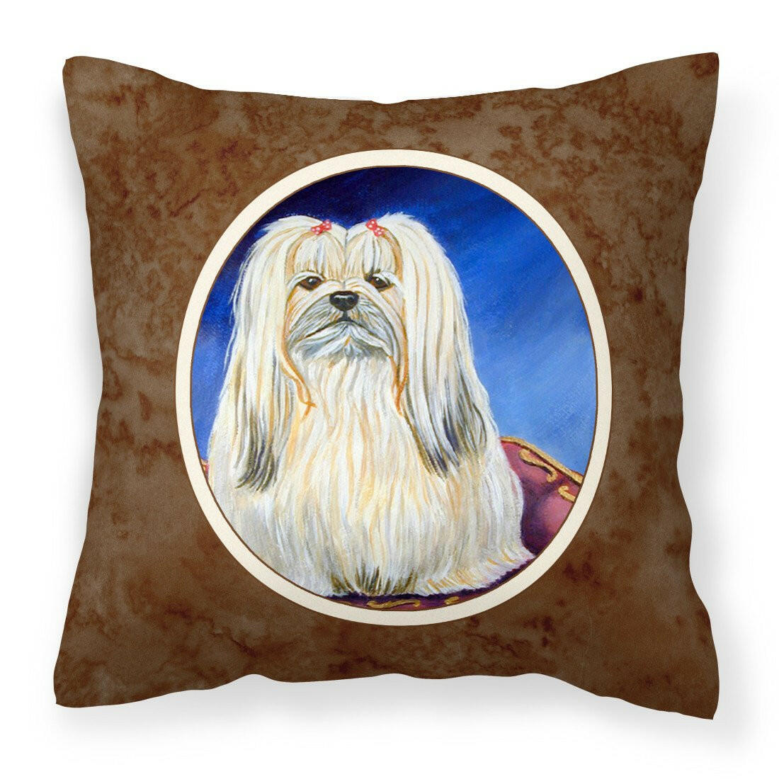 Lhasa Apso Fabric Decorative Pillow 7129PW1414 - the-store.com