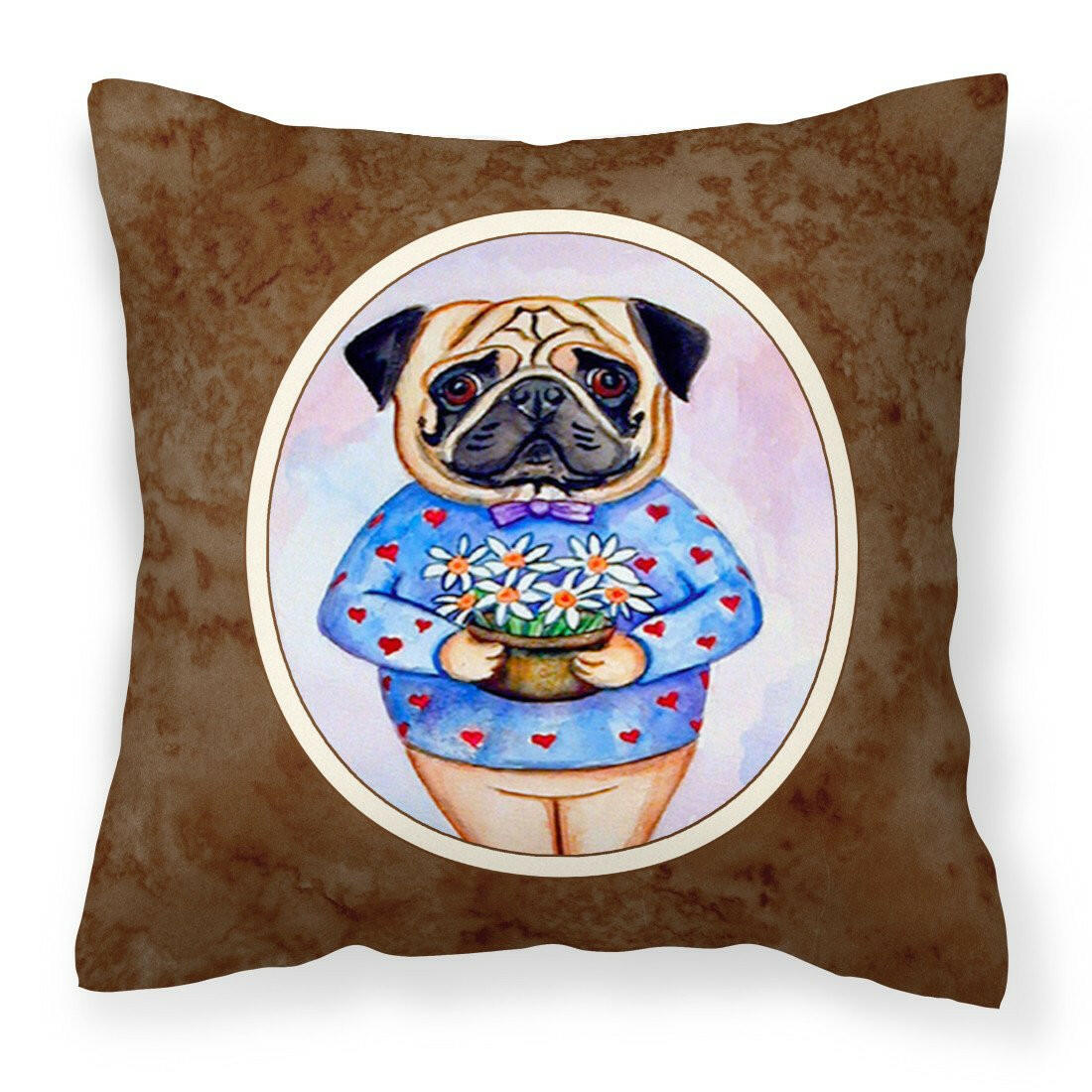 Pug Valentine's Hearts Fabric Decorative Pillow 7132PW1414 - the-store.com