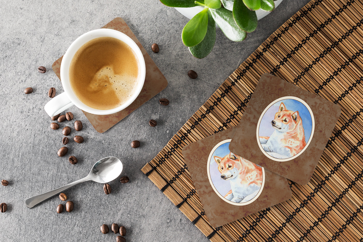 Shiba Inu Foam Coaster Set of 4 7135FC - the-store.com